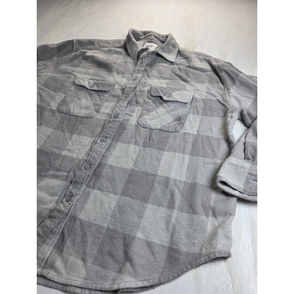 Aerie Grey Buffalo Plaid Flannel Button Down Shirt Cotton Minimalist Grunge S/P